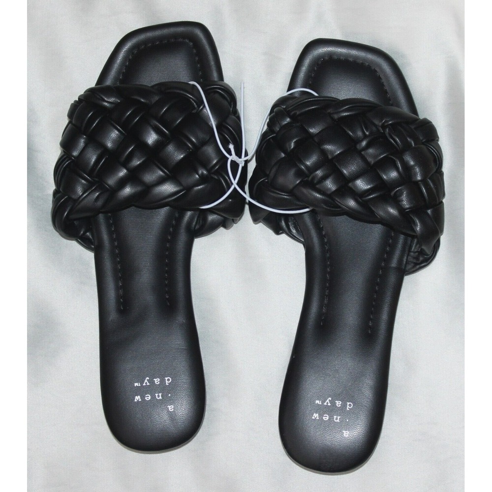 Women's Carissa Woven Slide Sandals - A New Day - Black - Size 7-  BRAND NEW